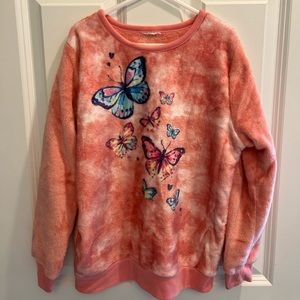 Girls fleece butterfly shirt SZ 7/8